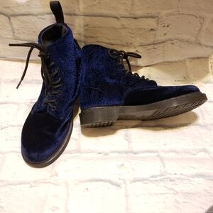 Dr. Martens Blue Velvet Floral Brocade 1460 Boots